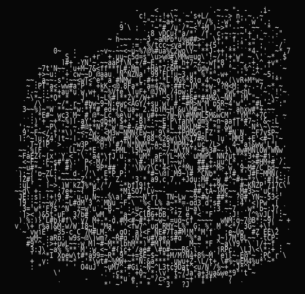 A dense field of speckled random glyphs